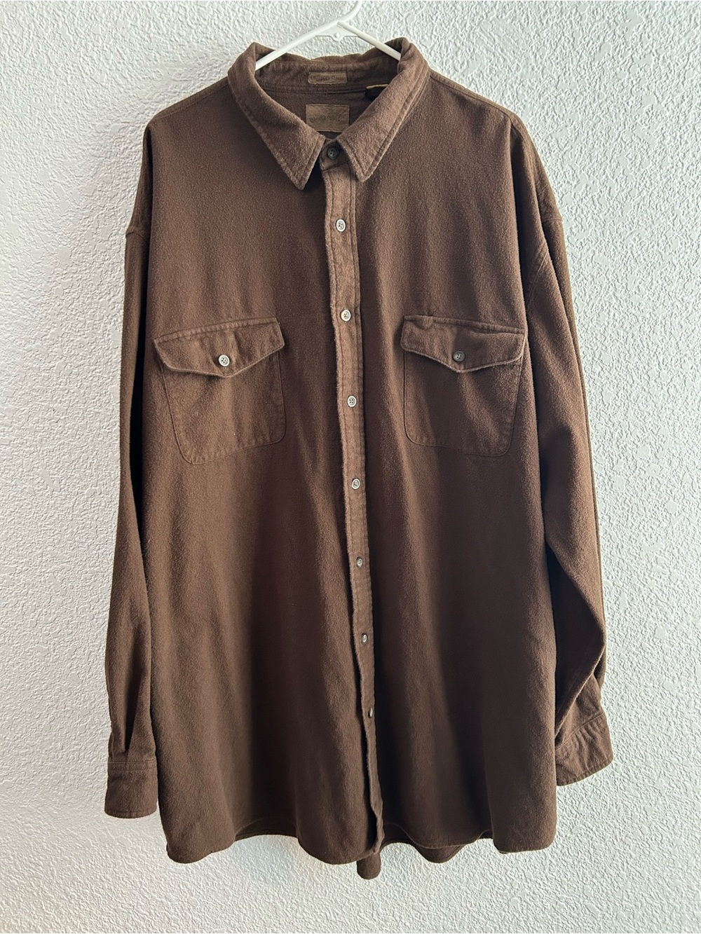 St. John’s Bay Chamois Cloth Brown Button Up Shirt 3XLT Tall Cotton